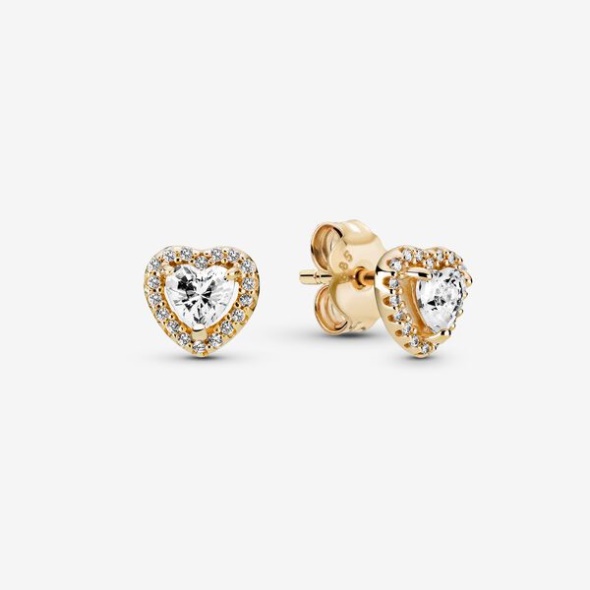 Elevated Heart Stud Earrings Pandora CA Gold